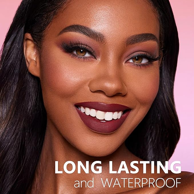 HANLADY Dark Burgundy Lipstick Long Lasting Lipstick for Women Smudgeproof