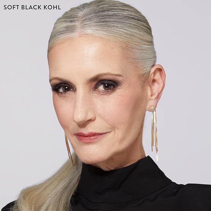 LAURA GELLER NEW YORK Kajal Longwear Kohl Eyeliner Pencil – Soft Black – Smooth, Blendable Application, Long-Wearing, Non-Creasing – Infused with Caffeine & Vitamin E – Built-In Sharpener