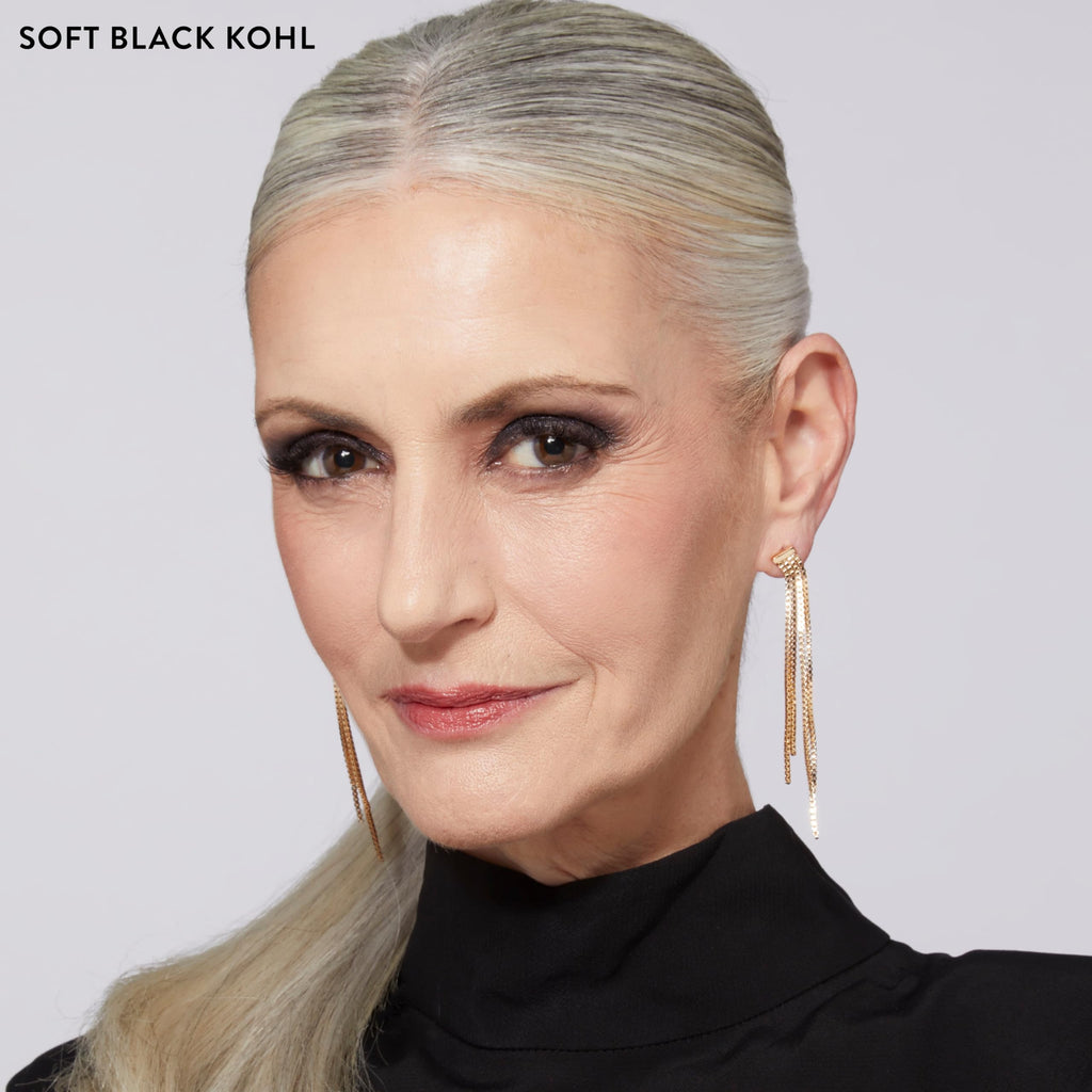LAURA GELLER NEW YORK Kajal Longwear Kohl Eyeliner Pencil – Soft Black – Smooth, Blendable Application, Long-Wearing, Non-Creasing – Infused with Caffeine & Vitamin E – Built-In Sharpener
