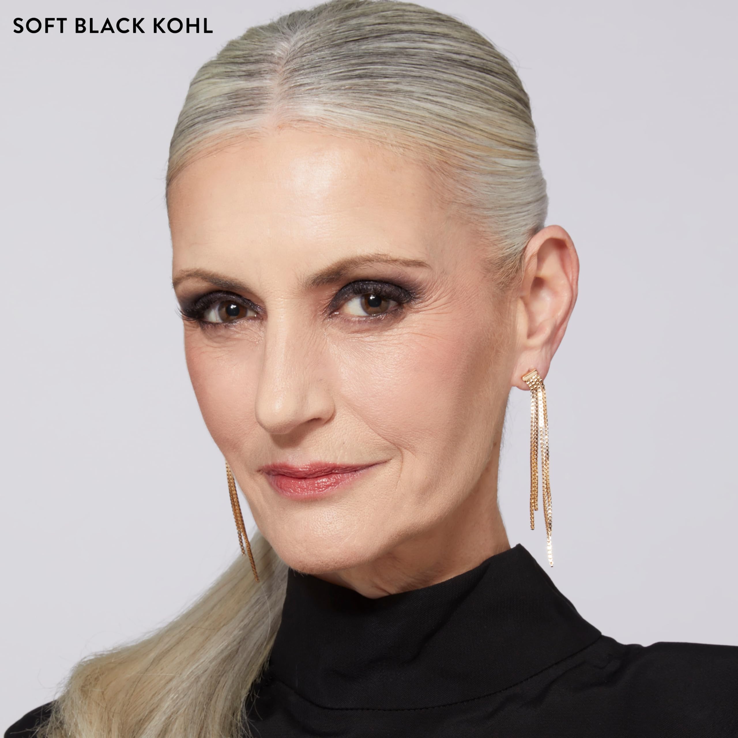 LAURA GELLER NEW YORK Kajal Longwear Kohl Eyeliner Pencil – Soft Black – Smooth, Blendable Application, Long-Wearing, Non-Creasing – Infused with Caffeine & Vitamin E – Built-In Sharpener