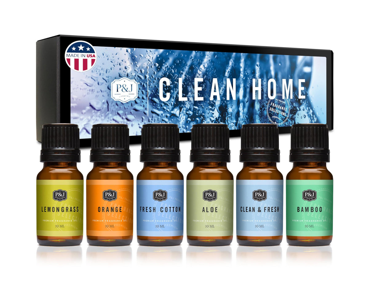 P&J Fragrance Oil Favorites Set | Fresh Cotton, Amber, Leather, Strawberry Shortcake, Lilac, Vanilla for Candle Making, Soap Making Supplies, Diffuser Oils Scents