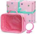 Pink Clear Makeup Bag, Travel Cosmetic Pouch with Transparent Front, Quart Size Toiletry Organizer for Women, Girls & Teens, Cute Makeup Case