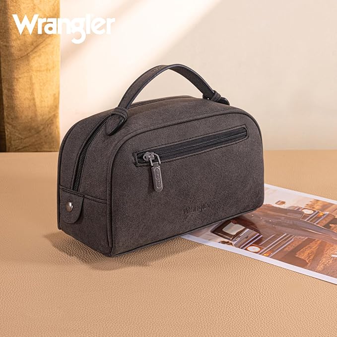 Montana West Wrangler Makeup Bag Western Travel Toiletry Bag for Women Small Cosmetic Bag Make Up Pouch Portable Organizer for Toiletries Accessories, Travel Essentials,Leopard,WG-MB-2211-1901-LP-BK