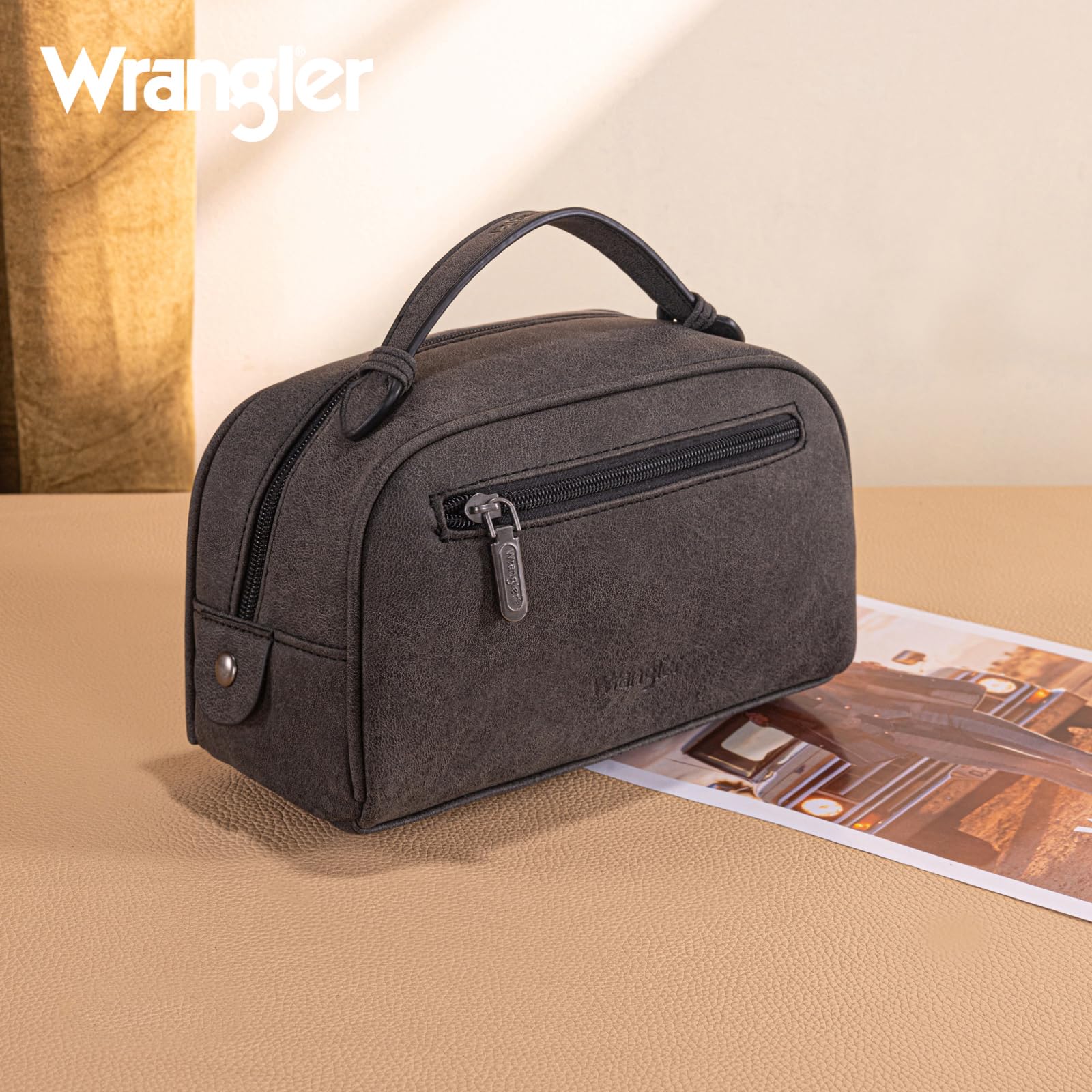 Montana West Wrangler Makeup Bag Western Travel Toiletry Bag for Women Small Cosmetic Bag Make Up Pouch Portable Organizer for Toiletries Accessories, Travel Essentials,Leopard,WG-MB-2211-1901-LP-BK