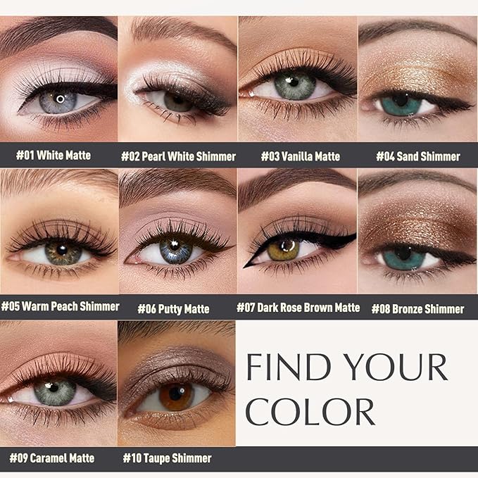 Eyeshadow Stick, Caramel Matte Cream Eyeshadow Long-Lasting Crease-Proof Neutral Eye Shadow Eyeliner Pencil High Pigmented Highlighter Makeup Crayon with Blending Brush & Built-in Sharpener