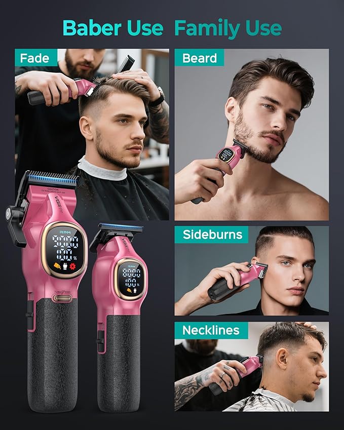 VGRPRO Professional Hair Clippers for Men, Cordless Clipper and Trimmer Set