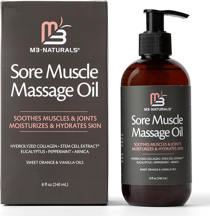 Arnica Massage Oil for Sore Muscles with Collagen, Stem Cells 8 fl oz by M3