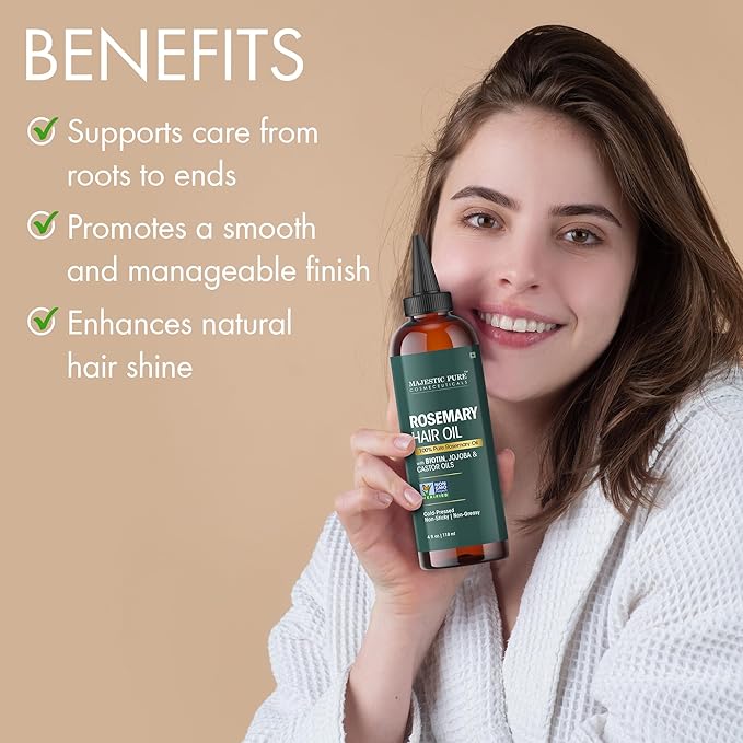 Majestic Pure Rosemary Hair Oil with Biotin - 4 Fl Oz