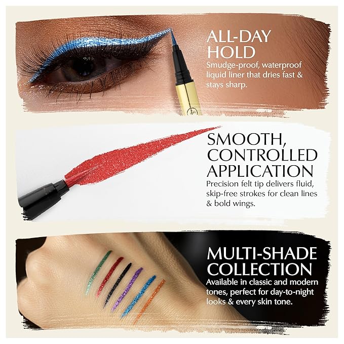 EPILYNX Liquid Eyeliner Gift Set, Waterproof Vegan, 6 Shimmer Shades