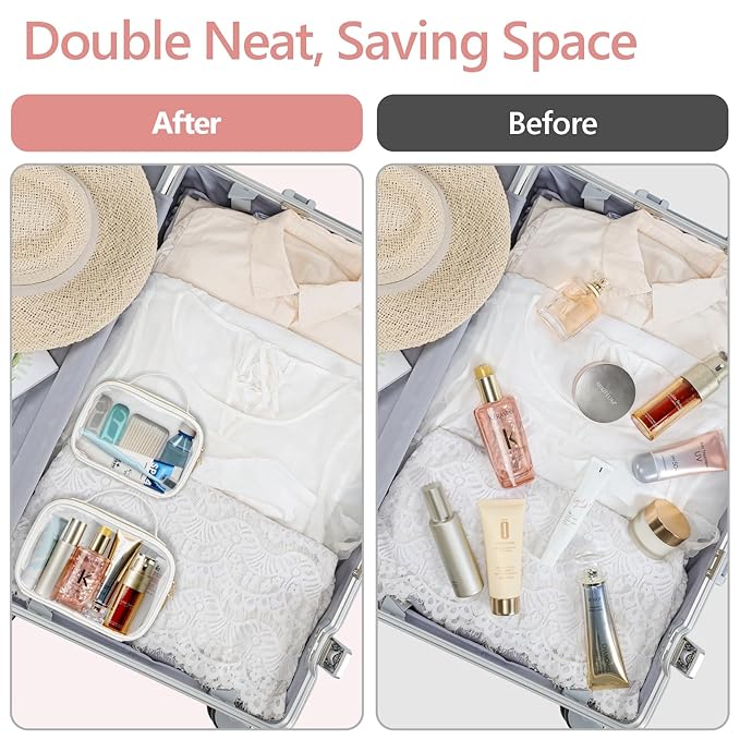 PACKISM Clear Makeup Bag - 1 Medium for Carry-on 1 Large Checked Luggage