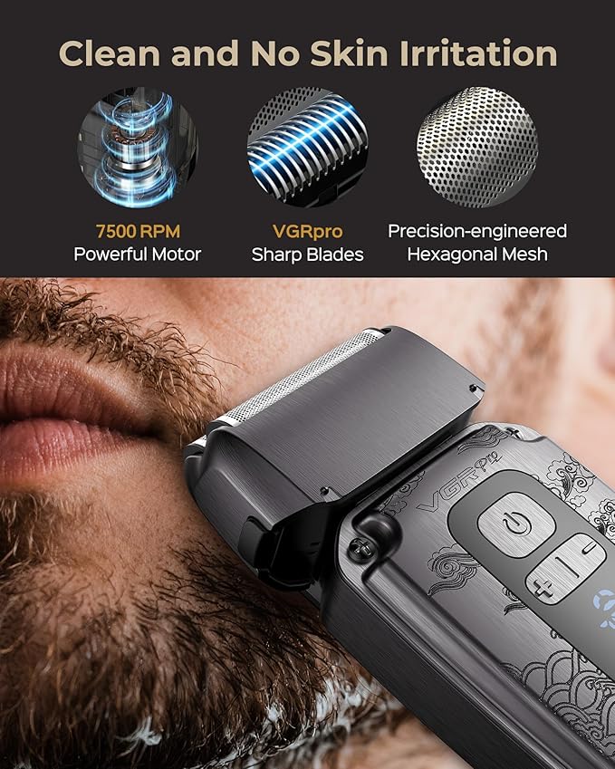 VGRPRO Foil Shaver for Men, Waterproof Cordless Electric Razor