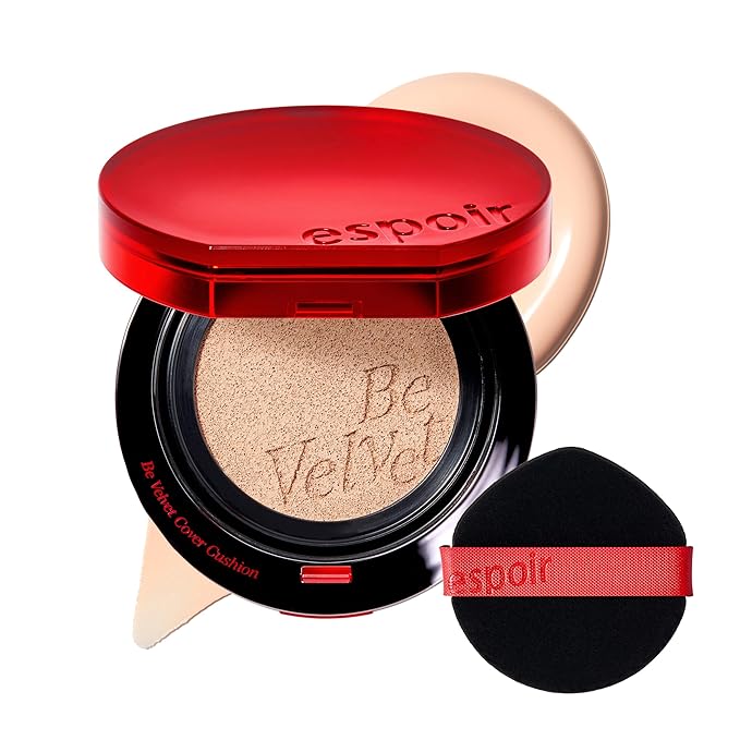 ESPOIR Be Velvet Cushion Foundation #20 Vanilla | Quick and Easy Coverage with Long-lasting Color by Zero Oxidation, Velvety Smooth Finish & Lightweight Formula, Vegan, Korean Makeup, 0.46 oz