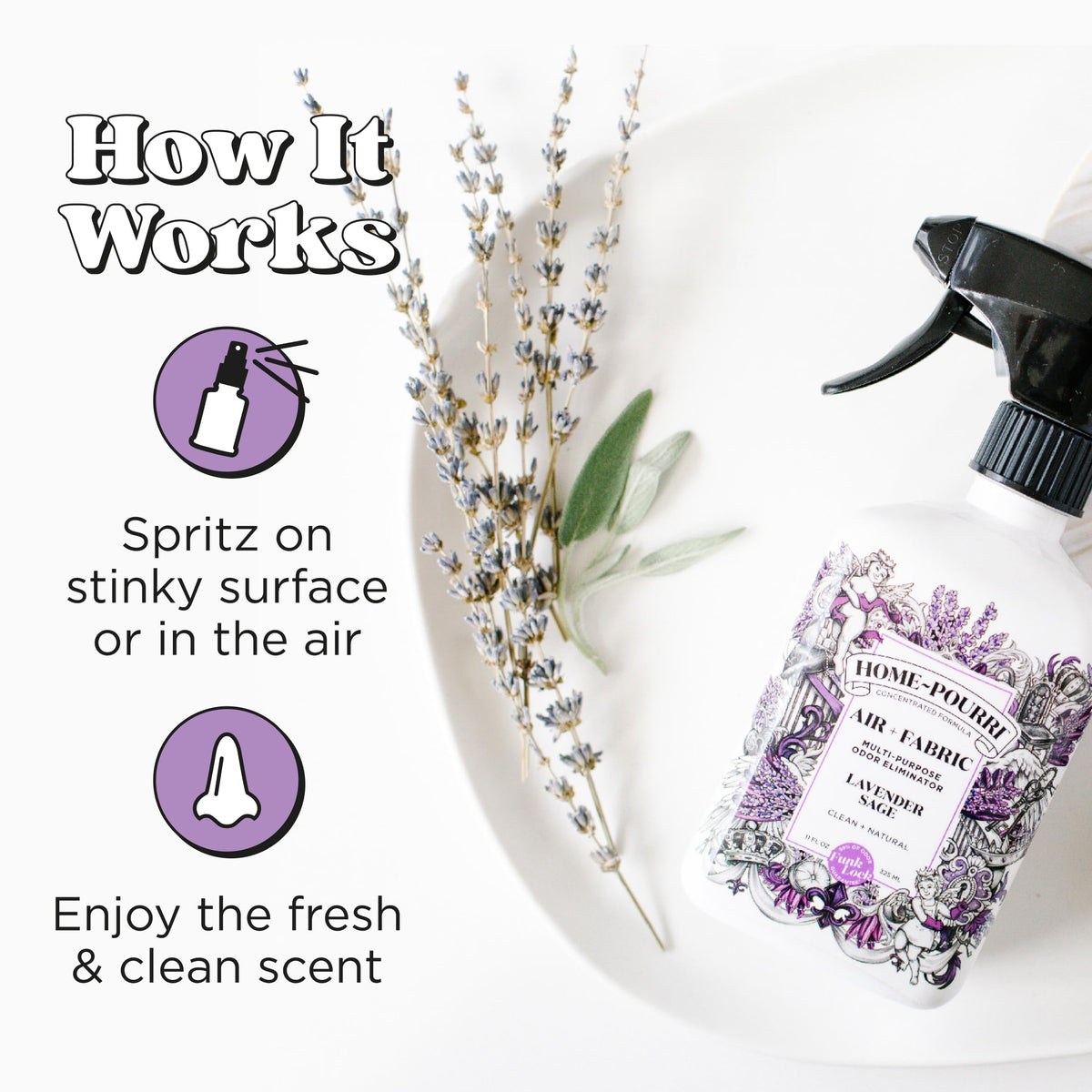 Home-Pourri Air + Fabric Odor Freshener Spray, Lavender Sage, 11 Fl Oz