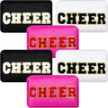 Clysee 6 Pcs Cheer Makeup Bag Chenille Cosmetic Bag with Letter Patches, Waterproof Portable Cheerleader Toiletry Zipper Pouch for Girls Women Teachers Appreciation Gifts (Pastel Colors)