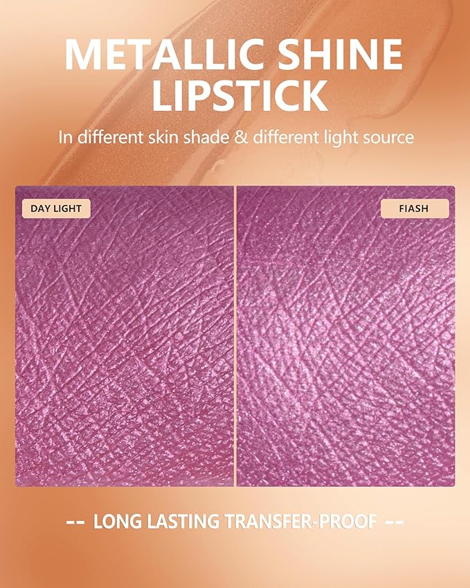MAKI YIKA Pink Lipstick for Women Metallic Liquid Lipsticks Long Lasting