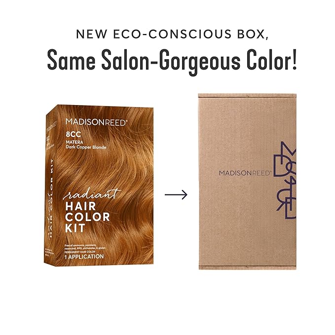 Madison Reed Radiant Hair Color Kit - 8CC Dark Vivid Copper Blonde (Matera Marigold), Vivid Color Permanent Hair Dye | PPD-Free & Ammonia-Free, 2 Pack