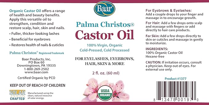 Baar Palma Christos Organic Castor Oil, 2 oz