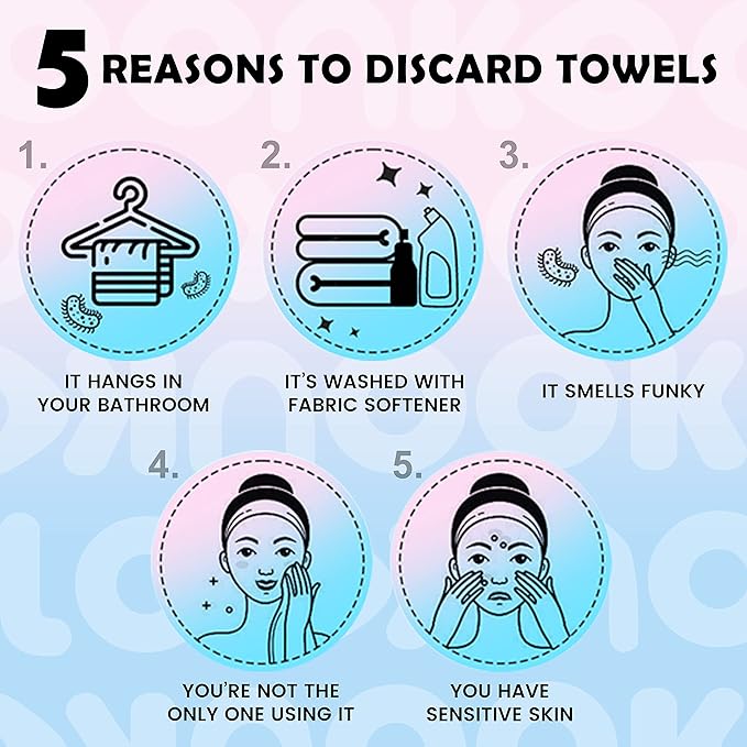 LOOKNOOK Disposable Face Towel, 50% Thicker, Soft for Sensitive Skin, Multipurpose Cleaning Cloth, 70 Count, 6 pack