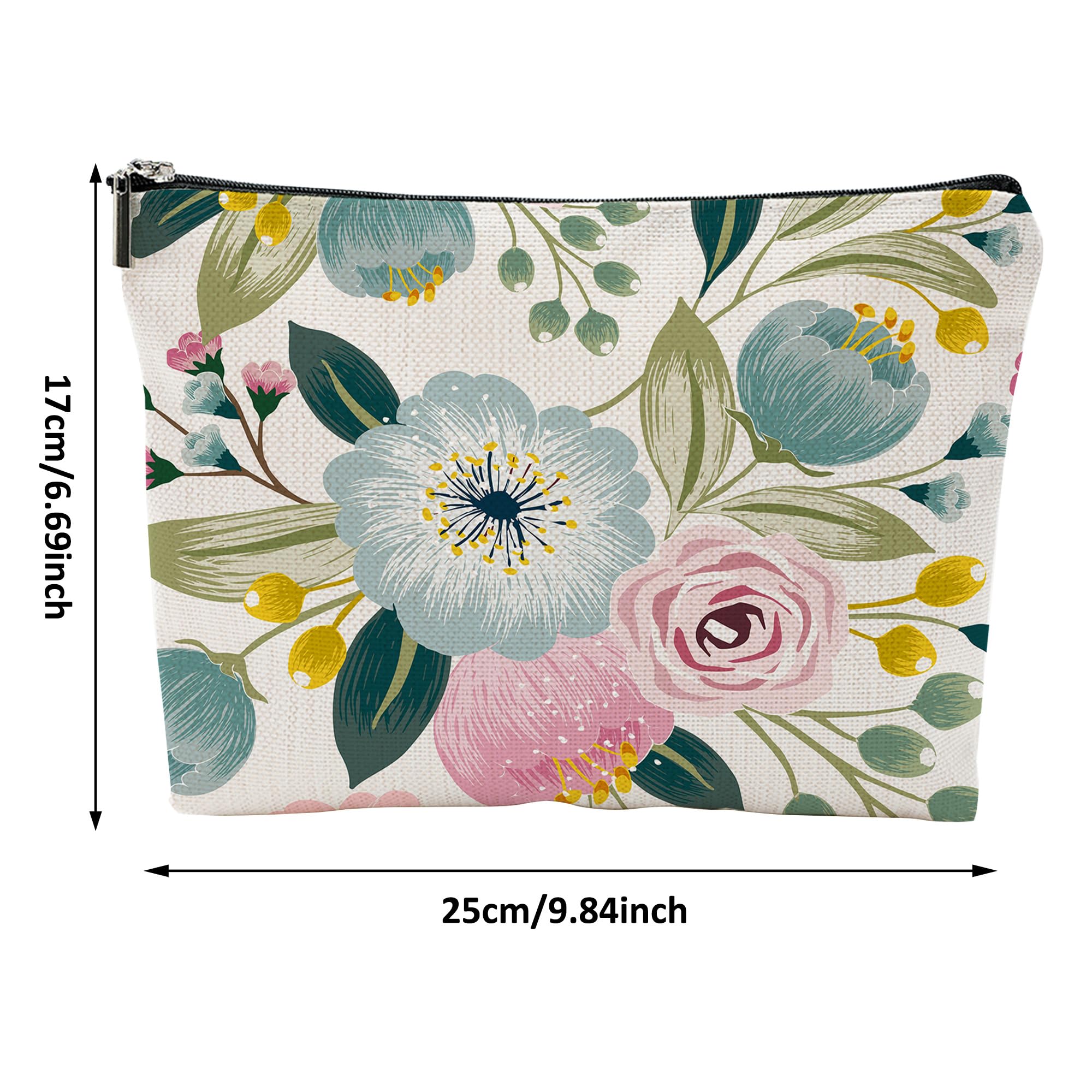 iapodiad Makeup Bag Spring Flowers Cosmetic Bag Mini Portable Travel Toiletry Bag Organizer Makeup Brushes Aesthetic Accessories Waterproof Storage Bag for Women