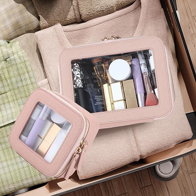 FASAOH Clear Makeup Bag with Mini Cosmetic Bags,Travel Toiletry Bags for Women,Portable Cosmetic Bags Case, Transparent Waterproof Cosmetic Organizer Storage Bags for Women Men
