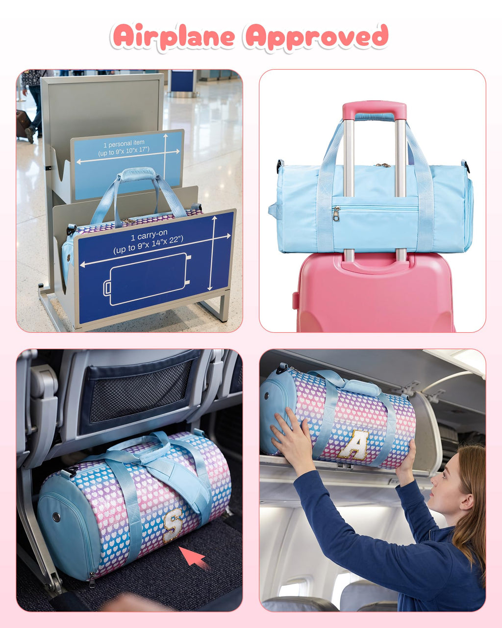 Vogewood Initial Dance Recital Gifts for Girls,Kids Glitter Travel Bag