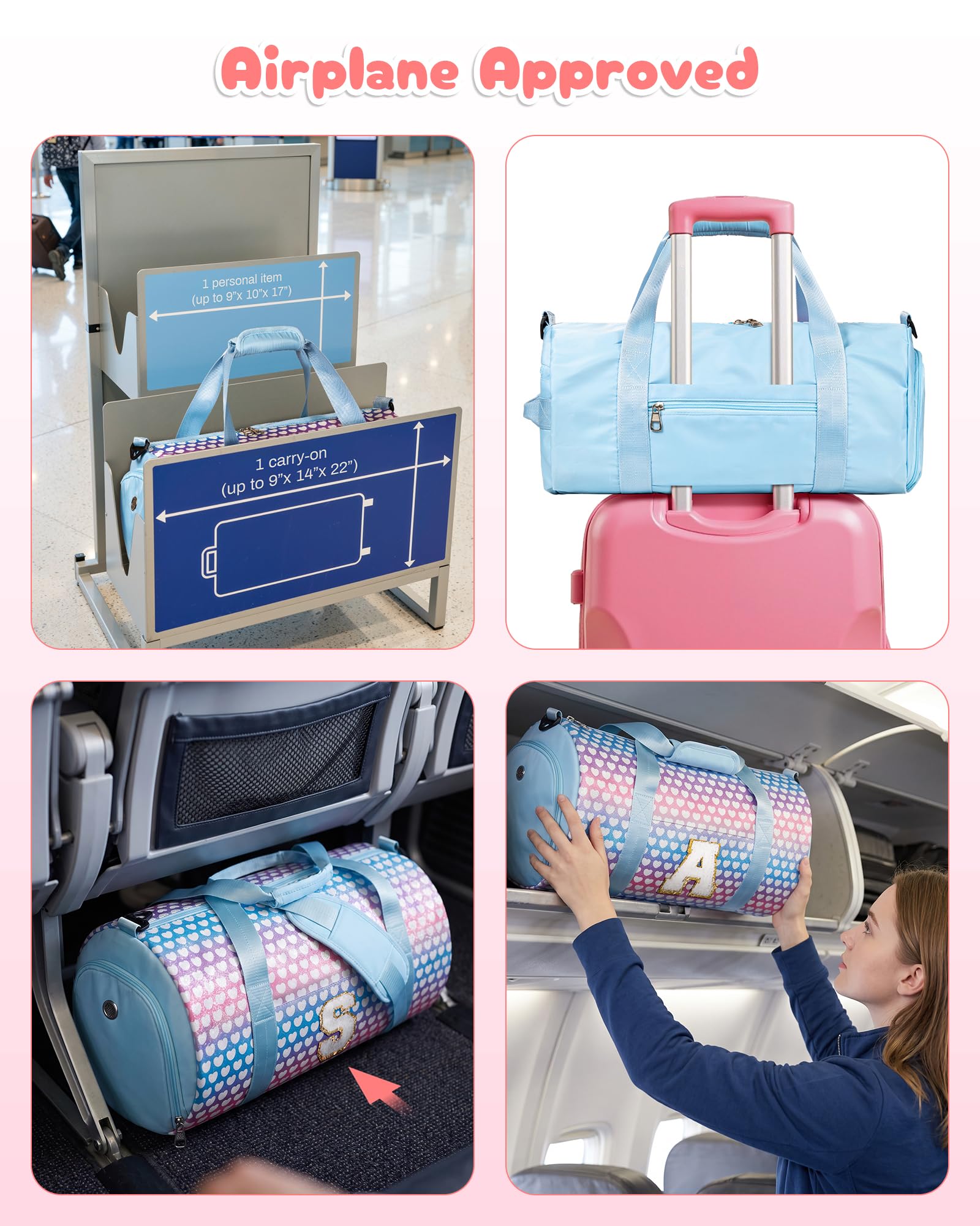 Vogewood Initial Dance Recital Gifts for Girls,Kids Glitter Travel Bag