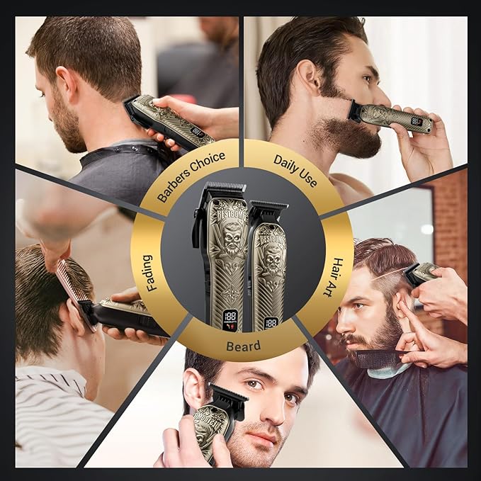 BESTBOMG® Professional Hair Clippers for Men, Clipper & Trimmer Set, Bronze