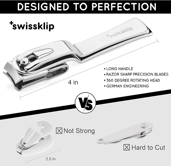 Swissker by Swissklip Nail Clippers for Men & Women – 360 Rotating