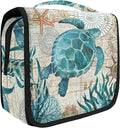 senya Hanging Travel Toiletry Bag Kit Makeup Case Cosmetics Organizer for Men Women (Sea Lives Turtle Coral)
