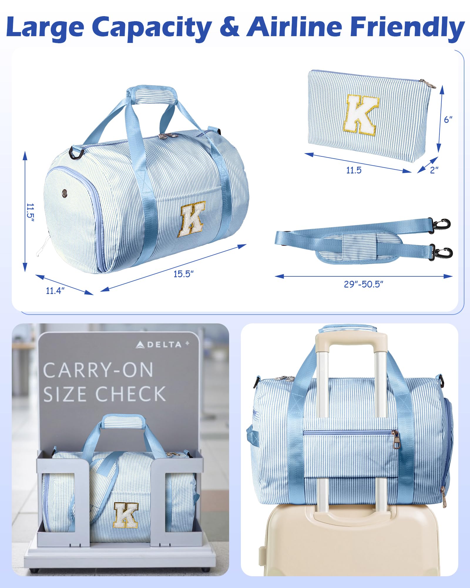 Vogewood Teen Girl Gifts Trendy Stuff, Initial Girls Travel Duffle Bag Kids