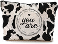 QGFM Western Cow Print Makeup Bag - Christian Inspirational Gifts Cosmetic Bags With Zipper