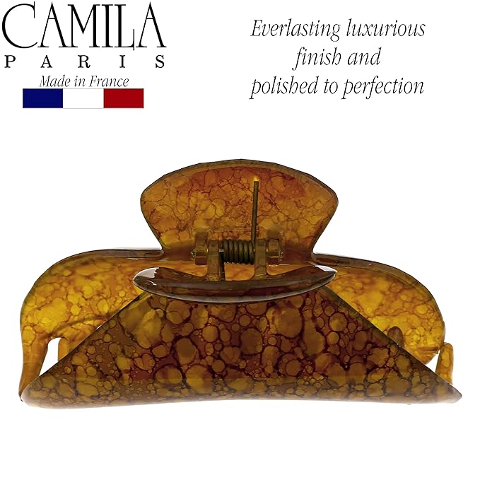 Camila Paris MP925 French Hair Clips for Women, 3.75" Large Claw Clip Strong Hold All Day, No Damage No Slip Claw Clips for Thick Curly Wavy Fine Straight Hair, Jaw Clip Made in France