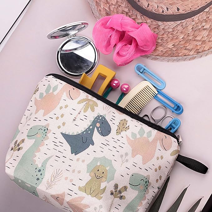 Pebarmnt Cute Animal Lovers Gifts Dinosaur Cosmetic Bag Makeup Pouch with Zipper (dinosaur)
