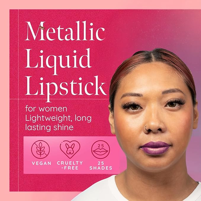 Aromi Sugared Mauve Metallic Liquid Lipstick - Raspberry, Mulberry Shade