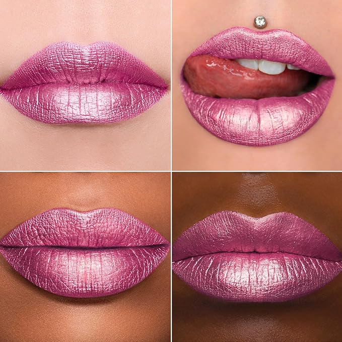 MAKI YIKA Metallic Pink Lipstick for Women Nude Pink Lipsticks Long Lasting