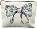 RYYCDOI Chinoiserie Coquette Bow Stethoscope Nurse Makeup Bag, Nurse Gifts for Women Cosmetic Bags, Nurse Week Gifts Makeup Pouch, Nurse Appreciation Gifts Zipper Pouch