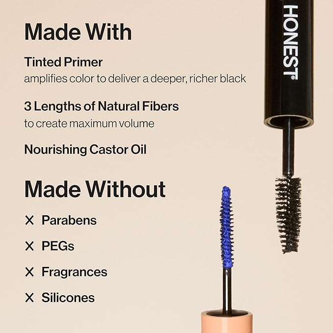 Honest Beauty 2-in-1 Extreme Volume Clean Mascara, Black, 0.27 fl oz