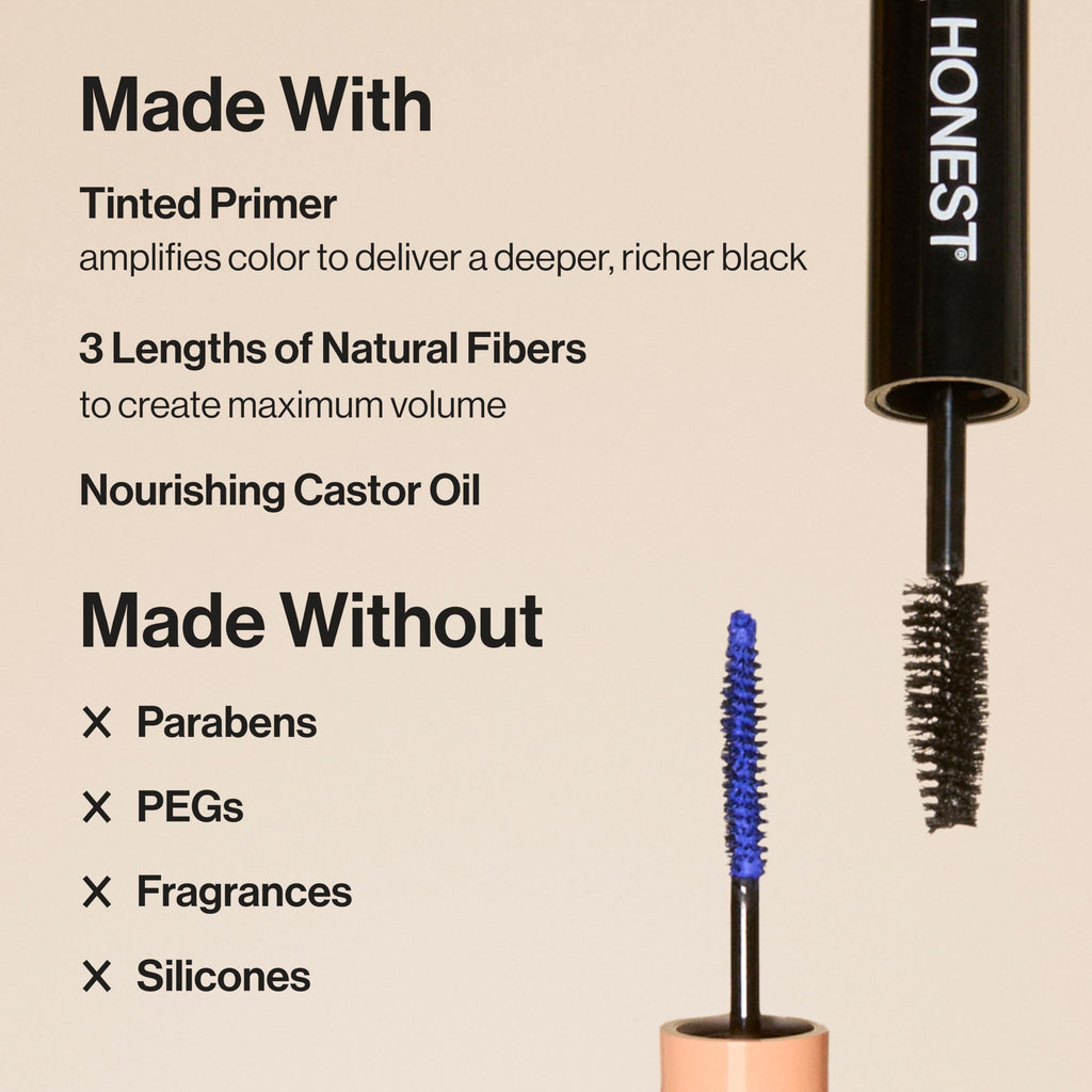 Honest Beauty 2-in-1 Extreme Volume Clean Mascara, Black, 0.27 fl oz