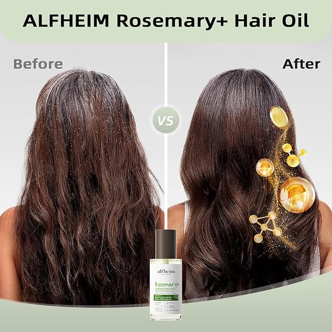 ALFHEIM Rosemary+ Pre-Wash Scalp Oil – Purifying Hair Oil – Hair Treatment and Scalp Clarifying Oil Made with Rosemary Extract – Lightweight Smoothing & Balancing Treatment – Silicone Free – 3.38 oz