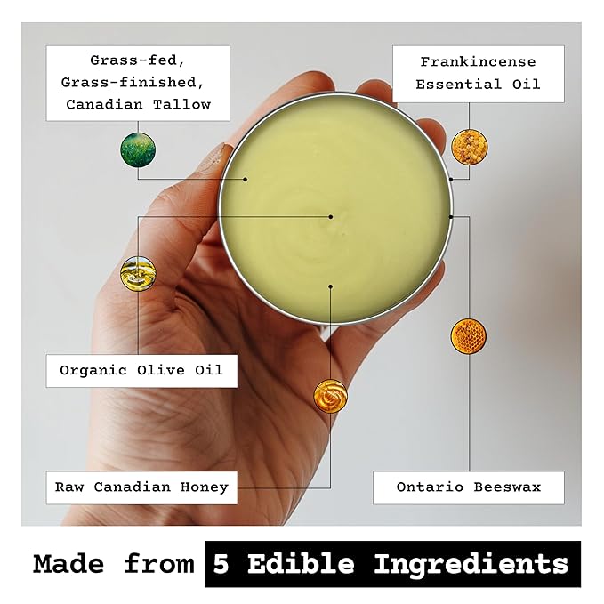 The Tallowed Truth Tallow and Honey Balm, Beef Tallow for Face, 2 oz