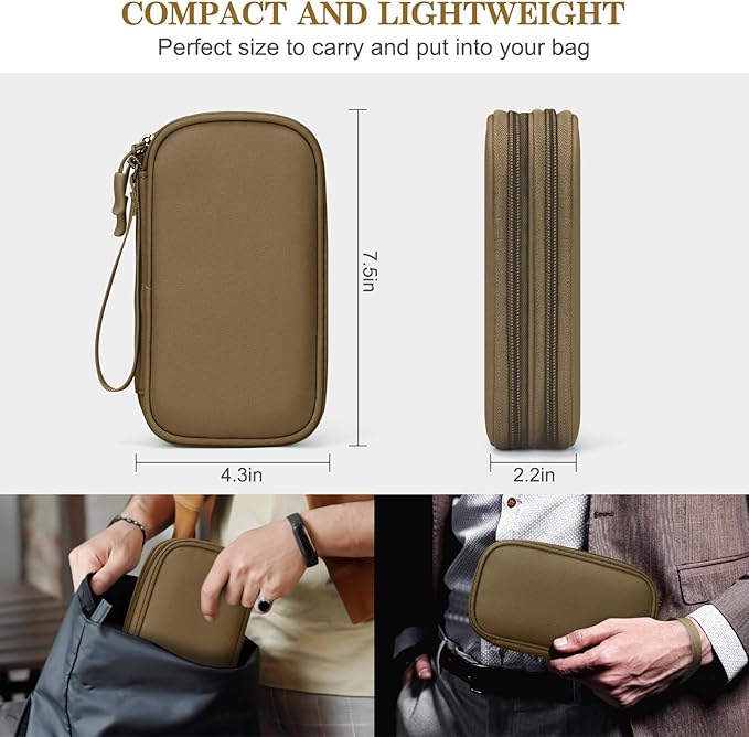 FYY Electronic Organizer, Travel Tech Pouch Bag, Cable Organizer Brown