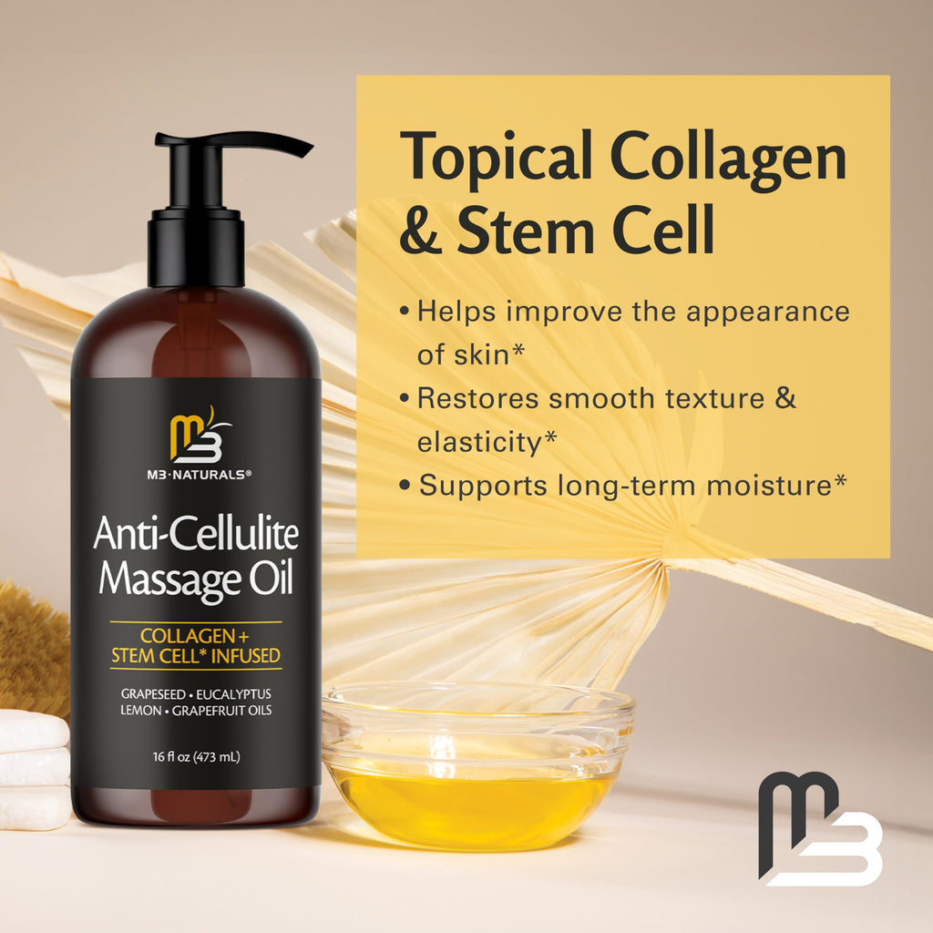 Firming Body Massage Oil with Collagen for Cellulite – 16 Fl Oz by M3