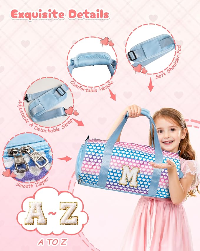 Vogewood Birthday Gift for 10 Year Old Girls, Kid Initial Travel Duffel Bag