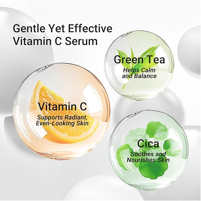 Meebak Cica & Vitamin C Serum | Brightening Serum for Dark Spots & Uneven Skin Tone | Korean Vitamin C Serum w/Centella Asiatica, Panthenol, Niacinamide | Korean Skin Care