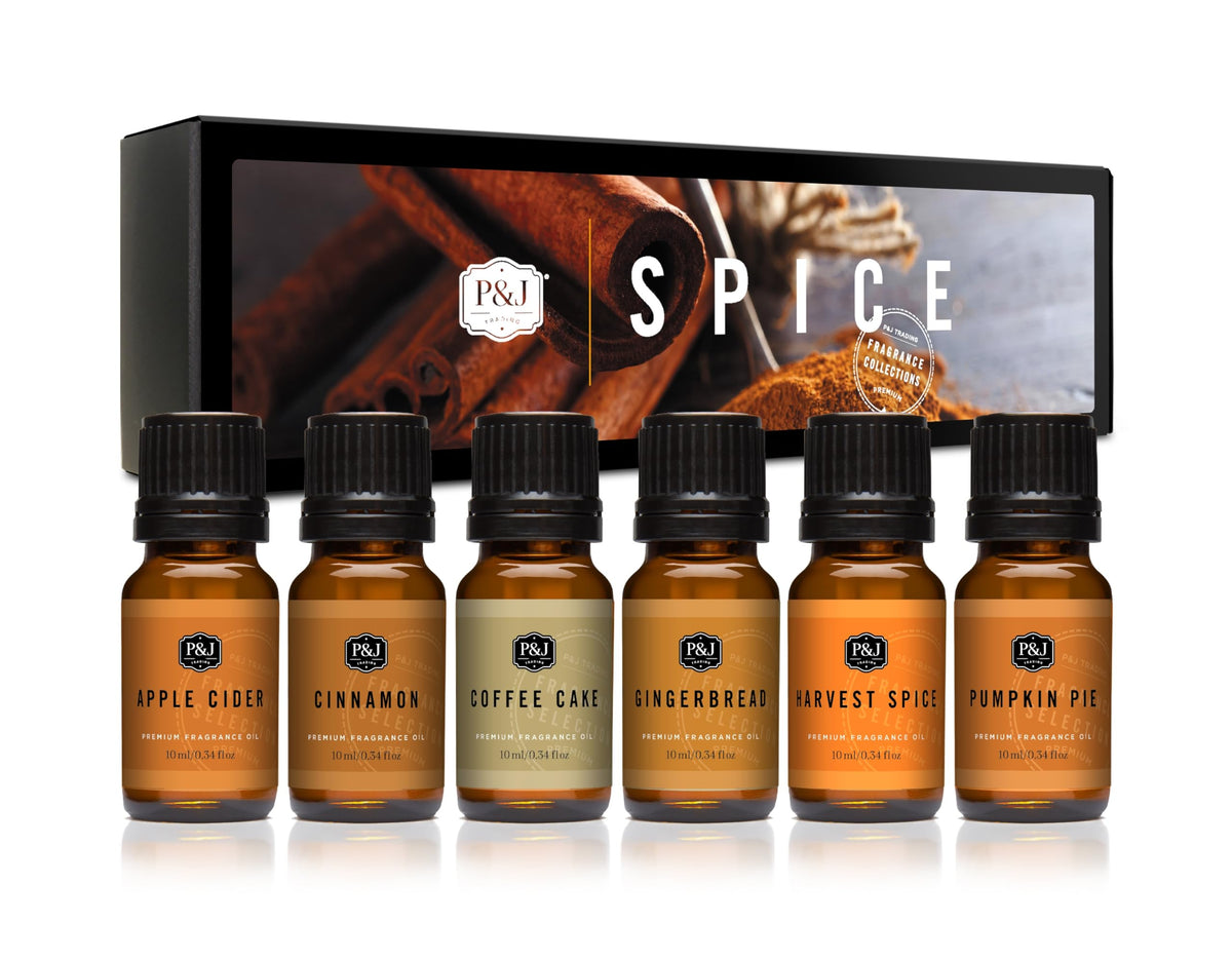 P&J Fragrance Oil Favorites Set | Fresh Cotton, Amber, Leather, Strawberry Shortcake, Lilac, Vanilla for Candle Making, Soap Making Supplies, Diffuser Oils Scents