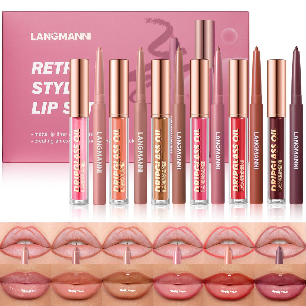 12Pcs Matte Retractable Lip Liner Set, Assorted Nude Shades Makeup Kit