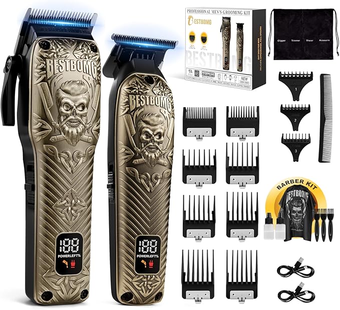 BESTBOMG® Professional Hair Clippers for Men, Clipper & Trimmer Set, Bronze