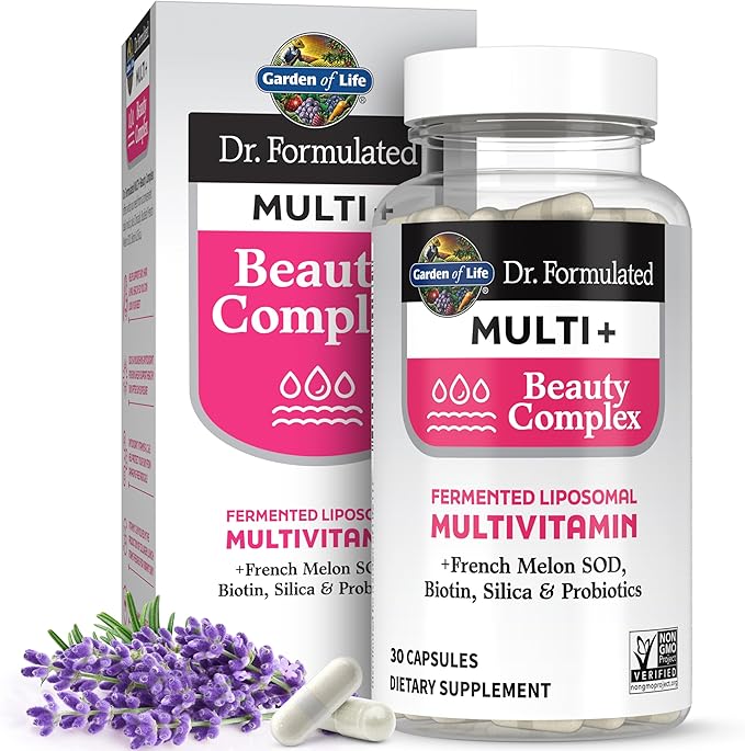 Garden of Life Dr. Formulated Multi+ Beauty Complex Capsule with Biotin, French Melon & Probiotics – Hair, Skin & Nails, Non-GMO, Gluten-Free, 30 Vegetarian Capsules