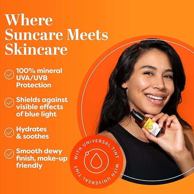 TruSkin SPF 30 Tinted Mineral Sunscreen Face Serum, Zinc Oxide, 1 fl oz