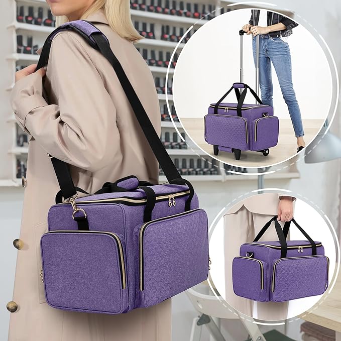 LUXJA Rolling Makeup Case with 3 Removable Makeup Bags and 1 Brush Holder